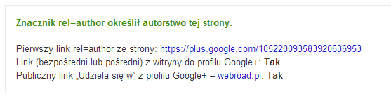 Weryfikacja autora za pomocą rel=author