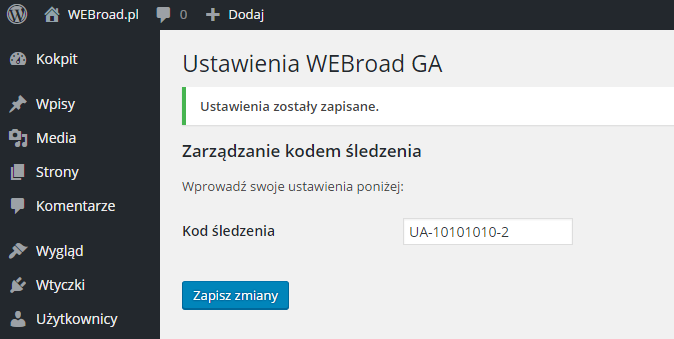 Strona ustawień wtyczki
